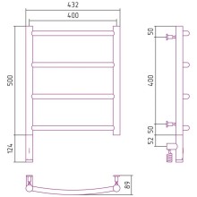 Полотенцесушитель электрический 500х400 темный титан муар МЭМ левый Сунержа Галант 3.0 15-5800-5040