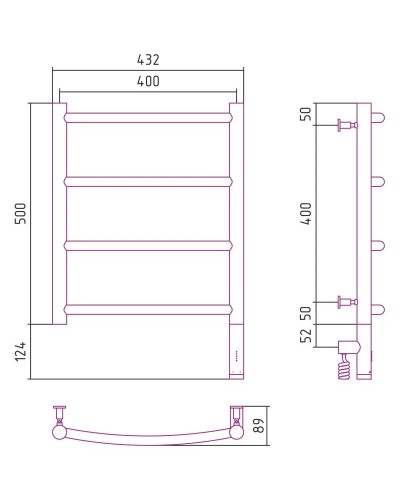 Полотенцесушитель электрический 500х400 МЭМ правый Сунержа Галант 3.0 00-5801-5040