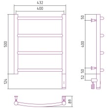 Полотенцесушитель электрический 500х400 состаренная латунь МЭМ правый Сунержа Галант 3.0 051-5801-5040