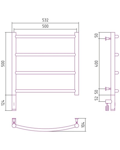 Полотенцесушитель электрический 500х500 состаренная бронза МЭМ левый Сунержа Галант 3.0 05-5800-5050