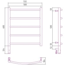 Полотенцесушитель электрический 600х500 МЭМ левый Сунержа Галант 3.0 00-5800-6050