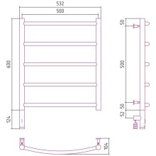 Полотенцесушитель электрический 600х500 белый глянец МЭМ левый Сунержа Галант 3.0 12-5800-6050