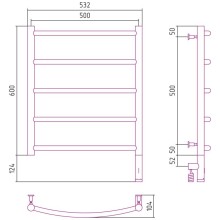 Полотенцесушитель электрический 600х500 белый глянец МЭМ правый Сунержа Галант 3.0 12-5801-6050