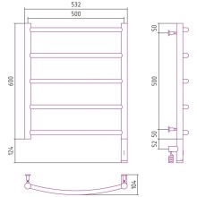 Полотенцесушитель электрический 600х500 шампань МЭМ правый Сунержа Галант 3.0 020-5801-6050