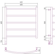 Полотенцесушитель электрический 600х600 темный титан муар МЭМ левый Сунержа Галант 3.0 15-5800-6060