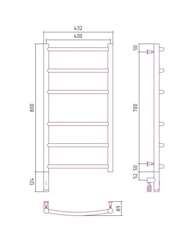 Полотенцесушитель электрический 800х400 МЭМ левый Сунержа Галант 3.0 00-5800-8040