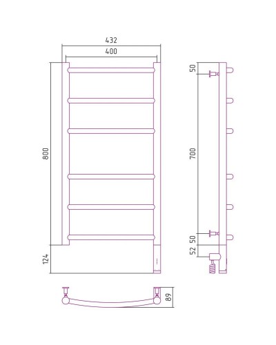 Полотенцесушитель электрический 800х400 МЭМ правый Сунержа Галант 3.0 00-5801-8040