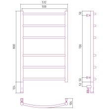 Полотенцесушитель электрический 800х500 белый глянец МЭМ левый Сунержа Галант 3.0 12-5800-8050