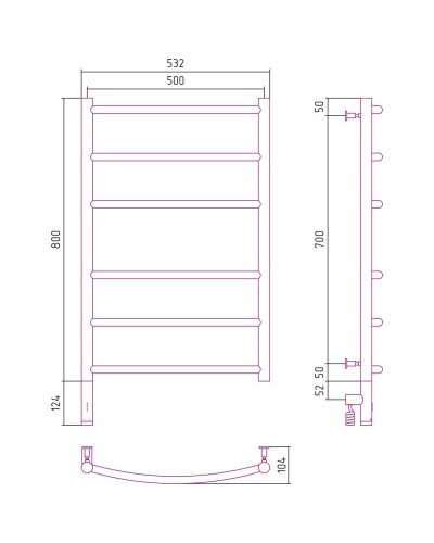 Полотенцесушитель электрический 800х500 белый матовый МЭМ левый Сунержа Галант 3.0 30-5800-8050