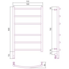 Полотенцесушитель электрический 800х500 шампань МЭМ левый Сунержа Галант 3.0 020-5800-8050