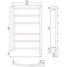 Полотенцесушитель электрический 800х500 шампань матовая МЭМ правый Сунержа Галант 3.0 022-5801-8050
