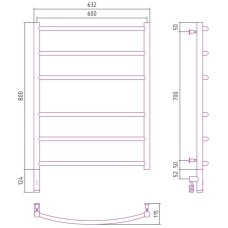 Полотенцесушитель электрический 800х600 МЭМ левый Сунержа Галант 3.0 00-5800-8060