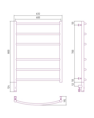 Полотенцесушитель электрический 800х600 белый глянец МЭМ левый Сунержа Галант 3.0 12-5800-8060