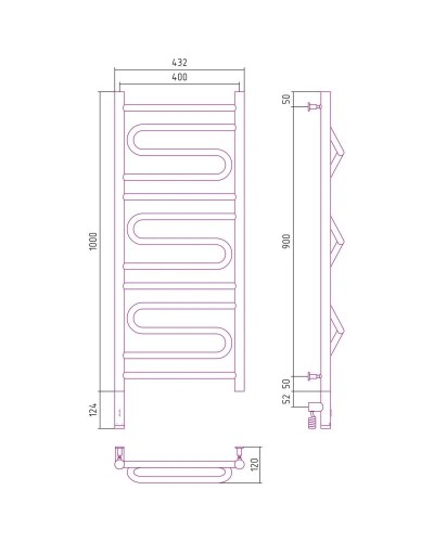 Полотенцесушитель электрический 1000х400 МЭМ левый Сунержа Элегия 3.0 00-5818-1040