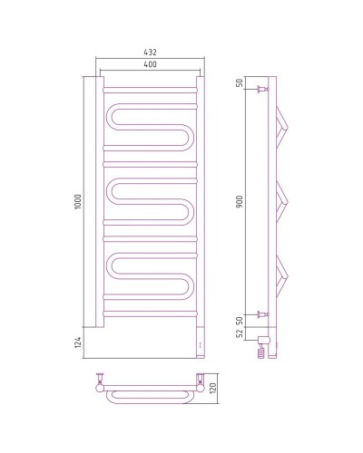 Полотенцесушитель электрический 1000х400 белый матовый МЭМ правый Сунержа Элегия 3.0 30-5819-1040