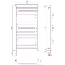 Полотенцесушитель электрический 1000х500 темный титан муар МЭМ левый Сунержа Элегия 3.0 15-5818-1050