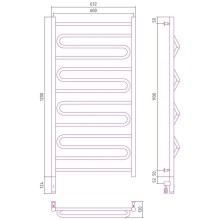Полотенцесушитель электрический 1200х600 черный матовый МЭМ левый Сунержа Элегия 3.0 31-5818-1260