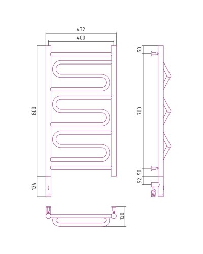 Полотенцесушитель электрический 800х400 белый глянец МЭМ левый Сунержа Элегия 3.0 12-5818-8040