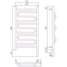 Полотенцесушитель электрический 800х400 белый матовый МЭМ правый Сунержа Элегия 3.0 30-5819-8040