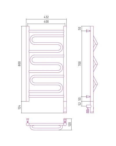 Полотенцесушитель электрический 800х400 черный матовый МЭМ правый Сунержа Элегия 3.0 31-5819-8040