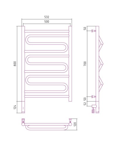 Полотенцесушитель электрический 800х500 золотой МЭМ левый Сунержа Элегия 3.0 03-5818-8050
