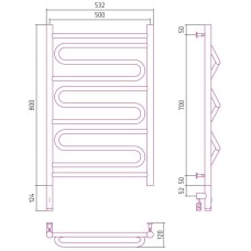 Полотенцесушитель электрический 800х500 шампань матовая МЭМ левый Сунержа Элегия 3.0 022-5818-8050