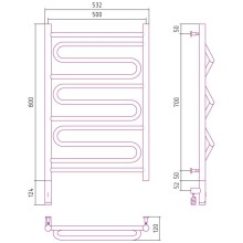Полотенцесушитель электрический 800х500 белый матовый МЭМ левый Сунержа Элегия 3.0 30-5818-8050