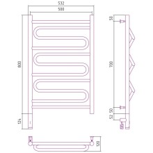 Полотенцесушитель электрический 800х500 черный матовый МЭМ левый Сунержа Элегия 3.0 31-5818-8050
