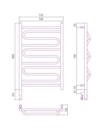 Полотенцесушитель электрический 800х500 черный матовый МЭМ левый Сунержа Элегия 3.0 31-5818-8050