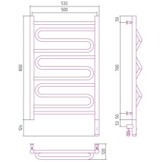 Полотенцесушитель электрический 800х500 шампань матовая МЭМ правый Сунержа Элегия 3.0 022-5819-8050