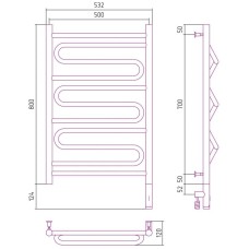 Полотенцесушитель электрический 800х500 черный матовый МЭМ правый Сунержа Элегия 3.0 31-5819-8050