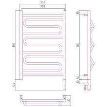 Полотенцесушитель электрический 800х500 темный титан муар МЭМ правый Сунержа Элегия 3.0 15-5819-8050