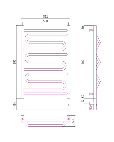 Полотенцесушитель электрический 800х500 темный титан муар МЭМ правый Сунержа Элегия 3.0 15-5819-8050