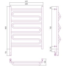 Полотенцесушитель электрический 800х600 МЭМ левый Сунержа Элегия 3.0 00-5818-8060