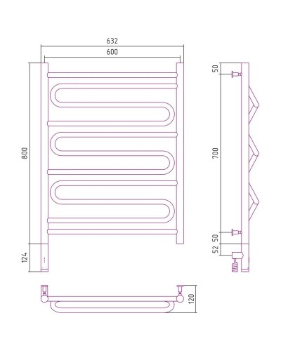 Полотенцесушитель электрический 800х600 МЭМ левый Сунержа Элегия 3.0 00-5818-8060
