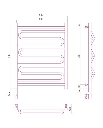 Полотенцесушитель электрический 800х600 золотой МЭМ левый Сунержа Элегия 3.0 03-5818-8060