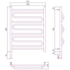 Полотенцесушитель электрический 800х600 черный матовый МЭМ левый Сунержа Элегия 3.0 31-5818-8060