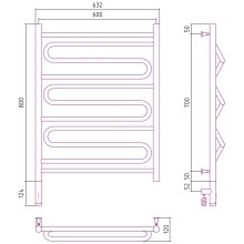Полотенцесушитель электрический 800х600 темный титан муар МЭМ левый Сунержа Элегия 3.0 15-5818-8060