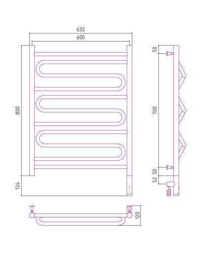 Полотенцесушитель электрический 800х600 золотой МЭМ правый Сунержа Элегия 3.0 03-5819-8060
