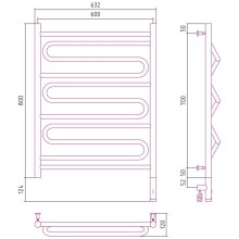 Полотенцесушитель электрический 800х600 белый матовый МЭМ правый Сунержа Элегия 3.0 30-5819-8060