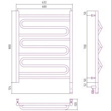 Полотенцесушитель электрический 800х600 черный матовый МЭМ правый Сунержа Элегия 3.0 31-5819-8060
