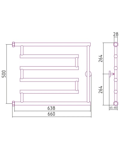 Полотенцесушитель водяной 500x650 золотой Сунержа High-Tech model "L" 03-0052-5065