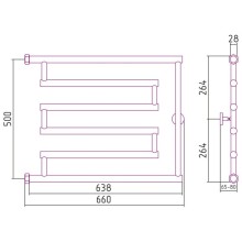Полотенцесушитель водяной 500x650 сатин Сунержа High-Tech model "L" 071-0052-5065