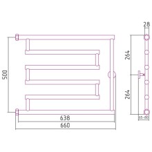 Полотенцесушитель водяной 500x650 шампань Сунержа High-Tech model "L" 020-0052-5065