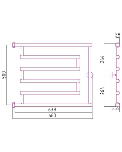 Полотенцесушитель водяной 500x650 черный матовый Сунержа High-Tech+ model "L" 31-4052-5065