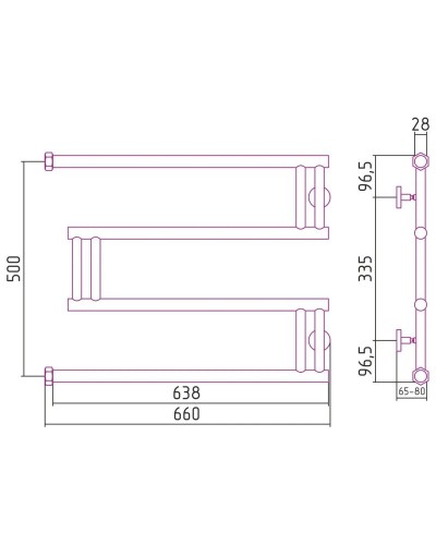 Полотенцесушитель водяной 500x650 белый глянец Сунержа High-Tech model "M" 12-0050-5065