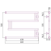 Полотенцесушитель водяной 500x650 сатин Сунержа High-Tech model "M" 071-0050-5065