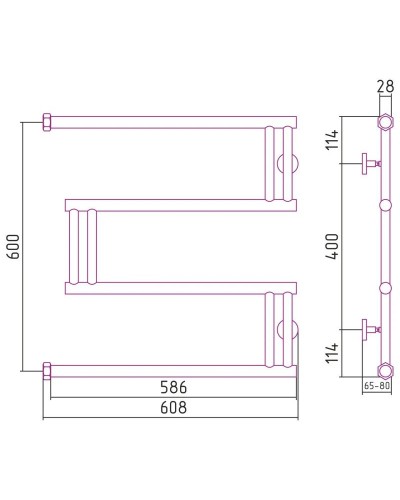 Полотенцесушитель водяной 600x600 золотой матовый Сунержа High-Tech model "M" 032-0050-6060