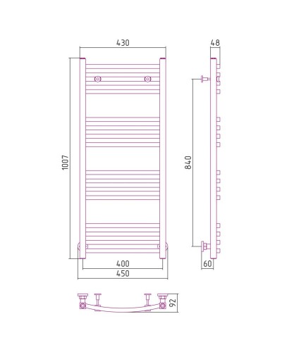 Полотенцесушитель водяной 1000х400 сатин Сунержа Аркус 071-0251-1040