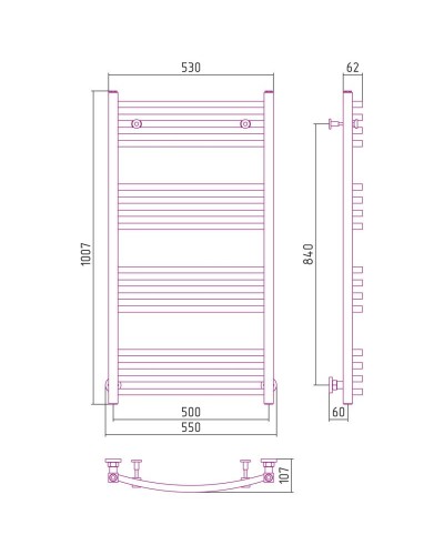 Полотенцесушитель водяной 1000х500 золотой матовый Сунержа Аркус 032-0251-1050